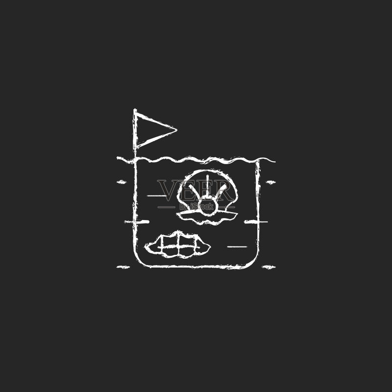 深色背景上的珍珠养殖粉笔白色图标图标素材