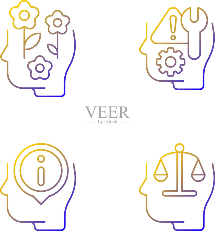 理性和感性思维线性图标集图标素材