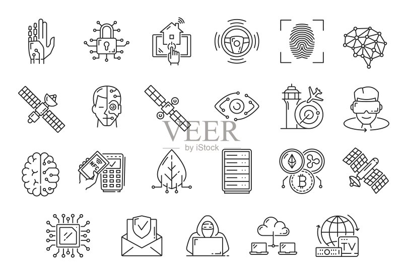 未来科技：半机械人与VR图标图标素材