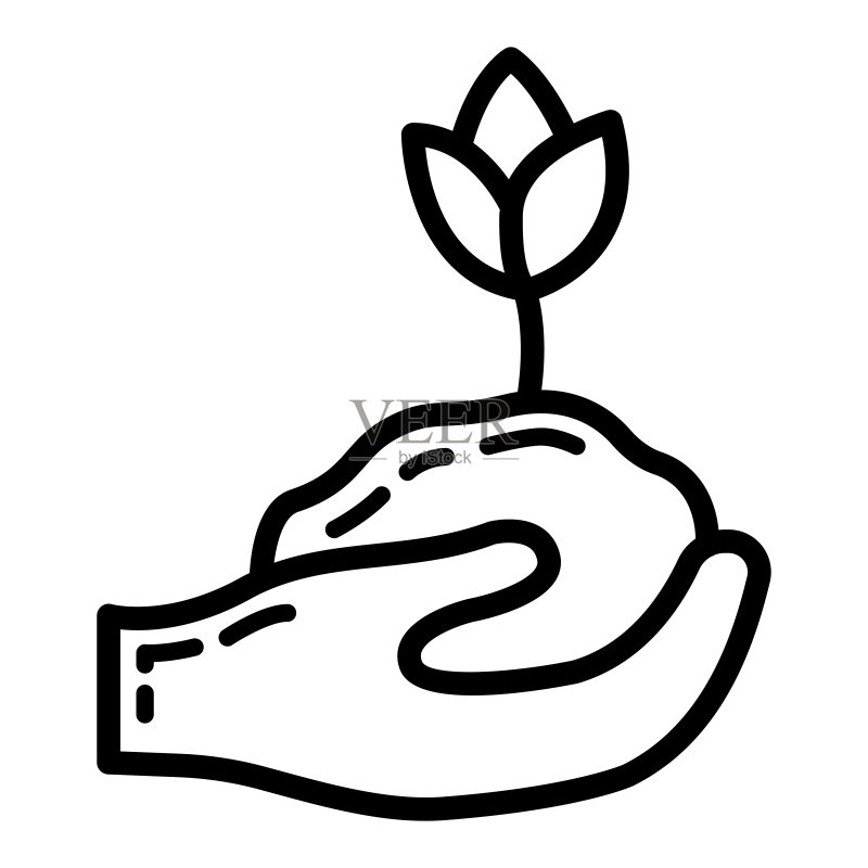 环保替代能源和废物回收图标，绿色环保地球黑色扁平矢量图图标素材