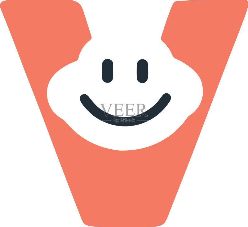 字母V笑脸人物图标素材