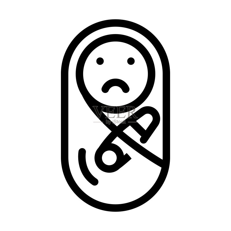 儿童疼痛线性图标矢量图图标素材
