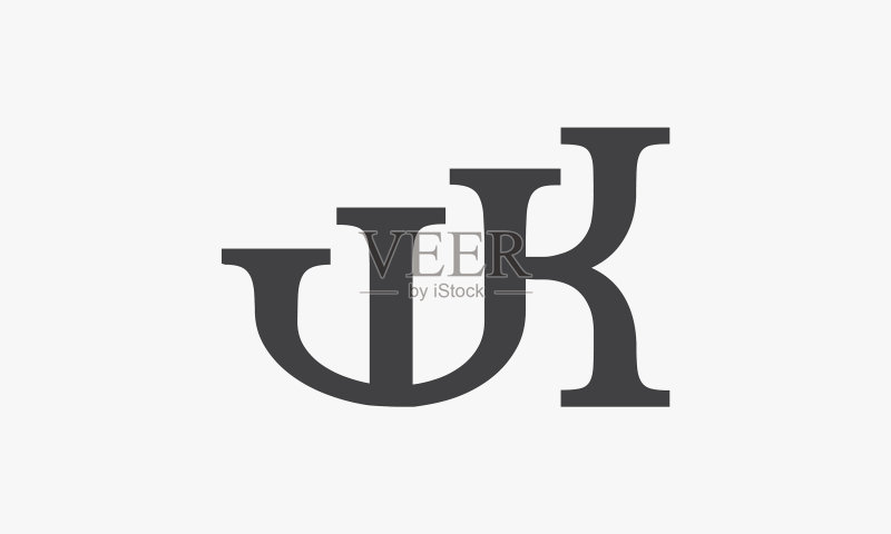 WK字母logo连接概念设计图标素材