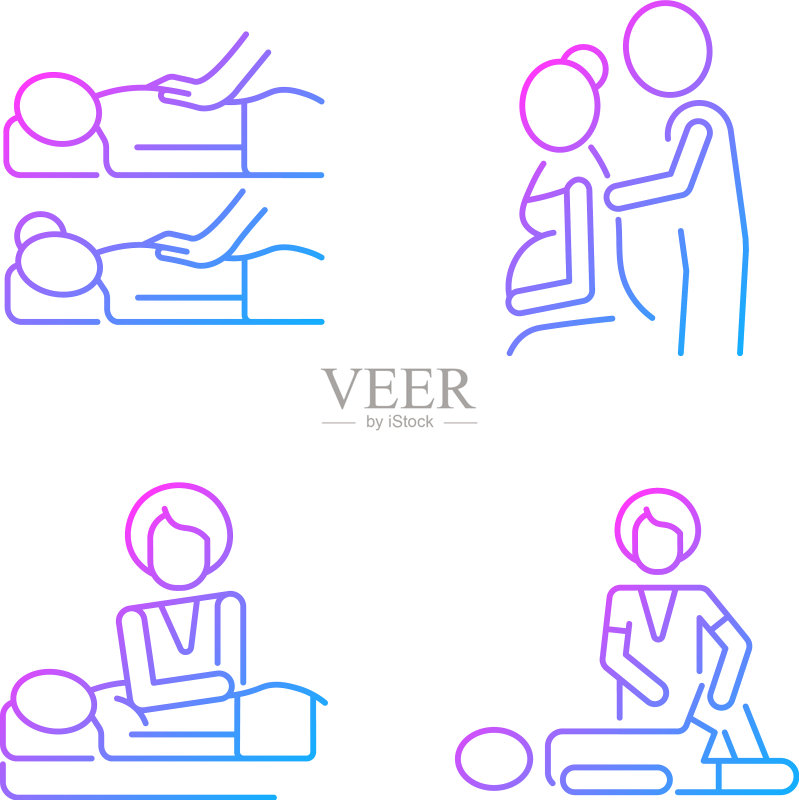 放松的水疗体验渐变线性图标集图标素材