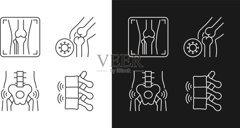 骨骼剧痛线性图标暗色背景图标素材