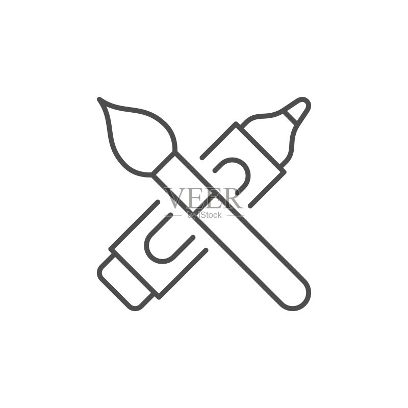 画笔和马克笔线条轮廓图标图标素材