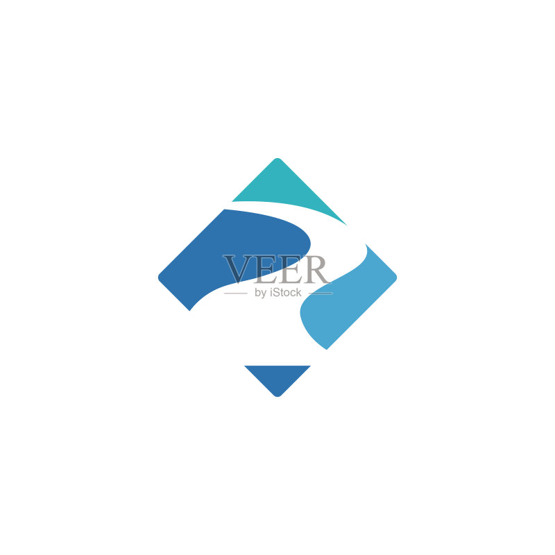 河流图标Logo扁平设计模板图标素材