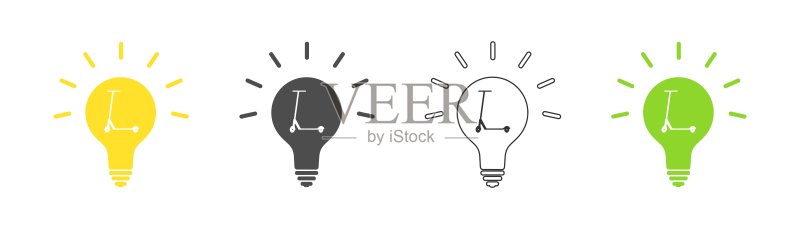 灯泡中的滑板车图标矢量图图标素材