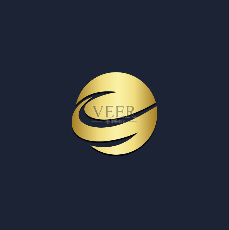 金色轨道抽象圆形Logo图标素材