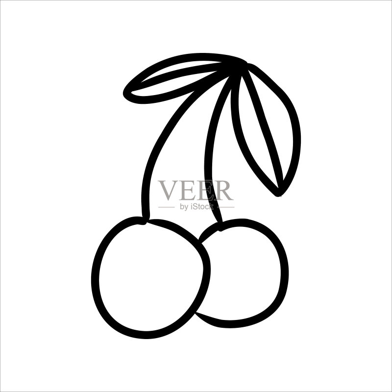 樱桃素描水果图标素材