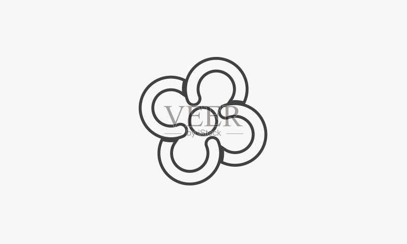 白色背景上的四叶草线性图标图标素材