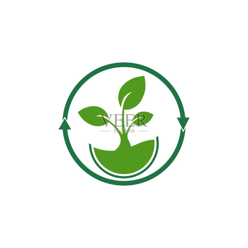 回收树叶标志设计图标素材