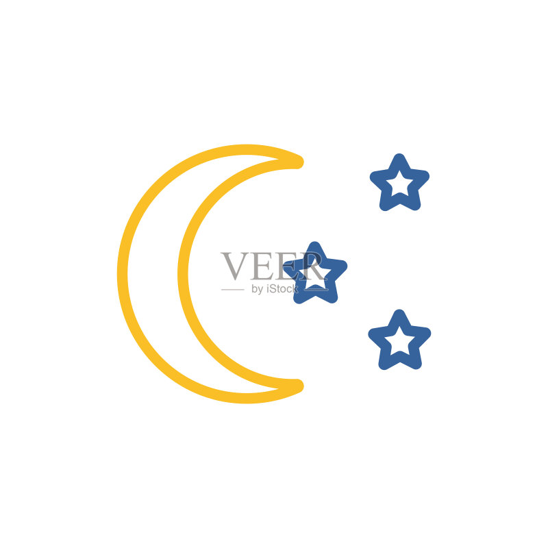 月亮和星星图标露营和徒步标志图标素材