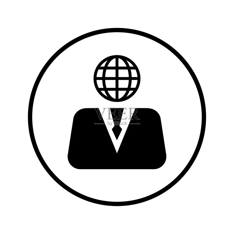 商业、全球、专家图标。黑色矢量图形图标素材