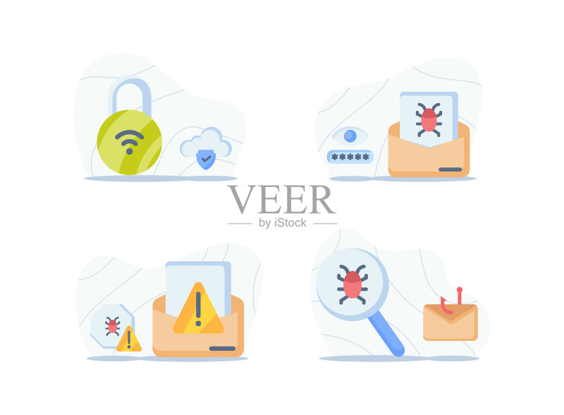 互联网安全概念图标集图标素材