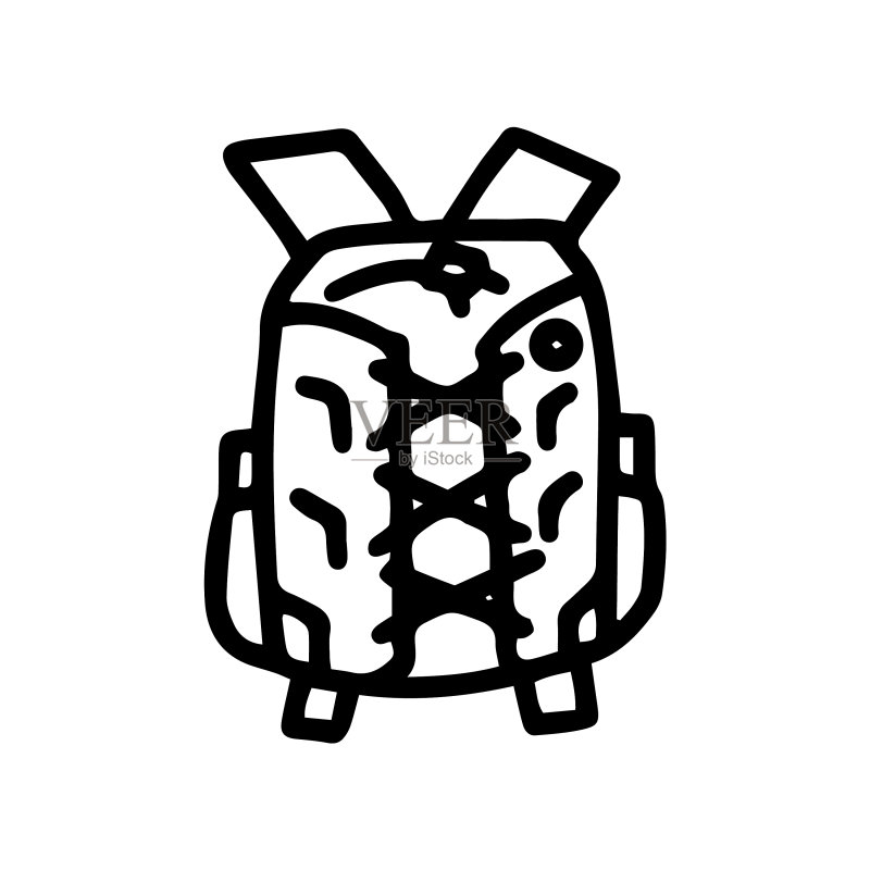 徒步背包简笔画图标图标素材