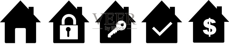 房屋图标集：简约房屋符号V图标素材