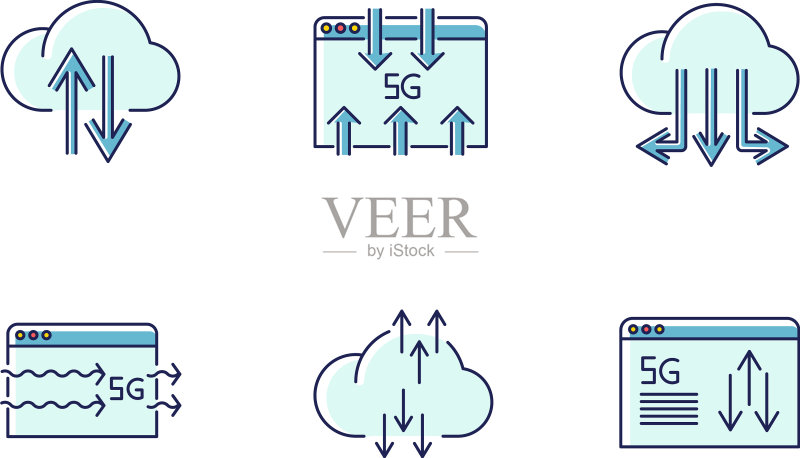 5G无线技术RGB颜色图标集图标素材