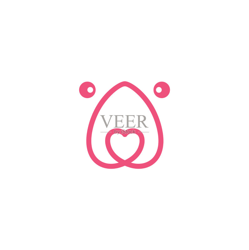 带爱心的熊线条logo符号图标素材