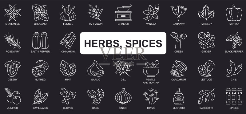 草本香料概念简笔画图标合集图标素材