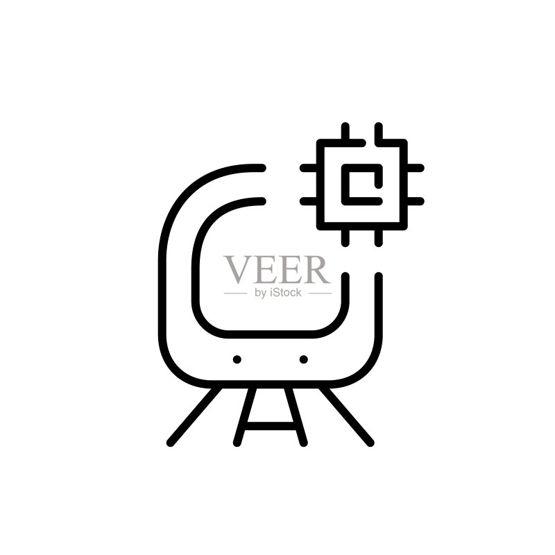 CPU芯片地铁图标（像素完美，可编辑描边）图标素材