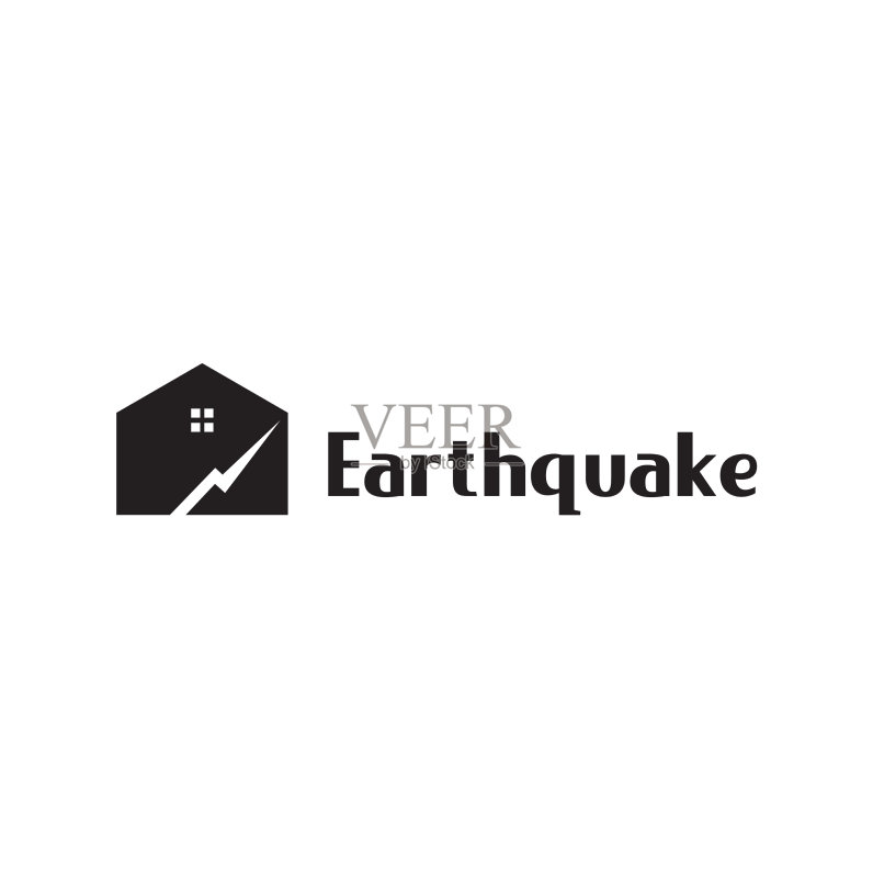 带裂缝地震logo设计的简约住宅图标素材