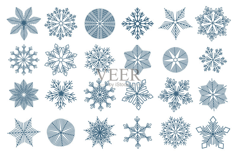 白色背景上的雪花冬季剪影图标图标素材