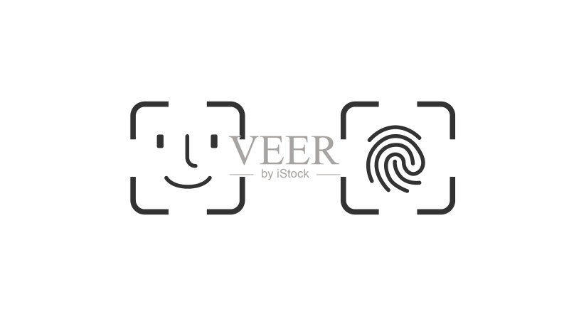 移动设备上的触控ID和面容ID图标图标素材