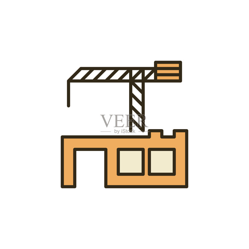 带彩色建筑图标的起重机图标素材