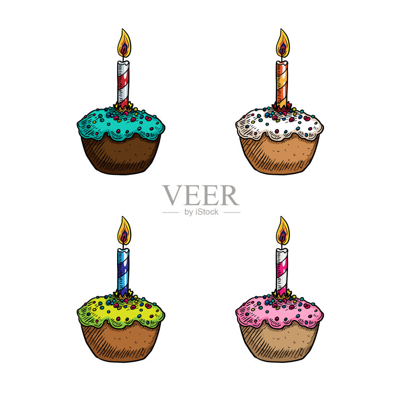 生日松饼组合图标素材