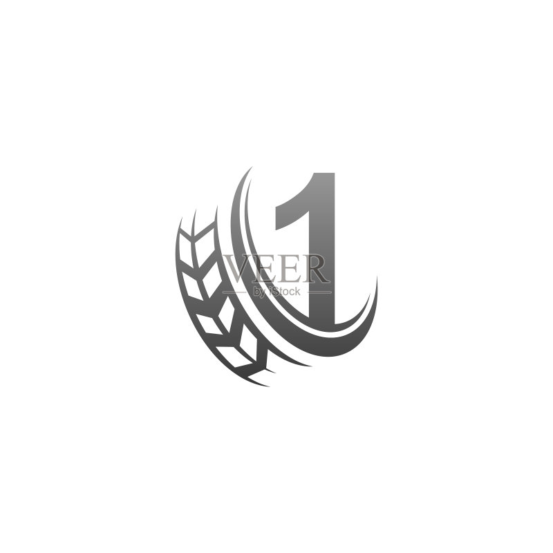 带车轮尾迹的数字1图标设计模板图标素材