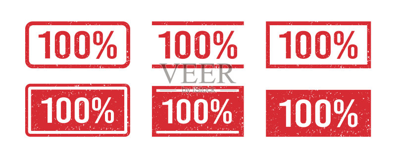 红色100%橡胶印章图标素材