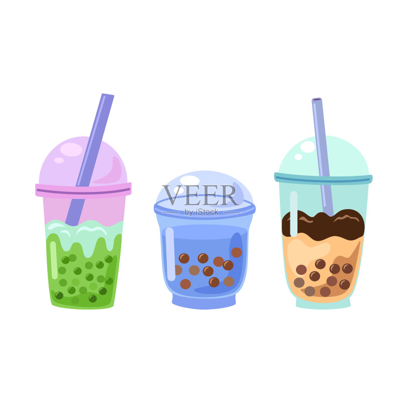 卡通奶茶杯眼镜牛奶合集图标素材
