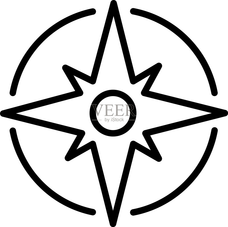 指南针方向定位导航海星图标素材