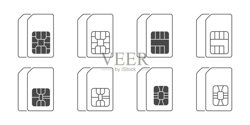 双SIM卡图标线性SIM卡图标集图标素材