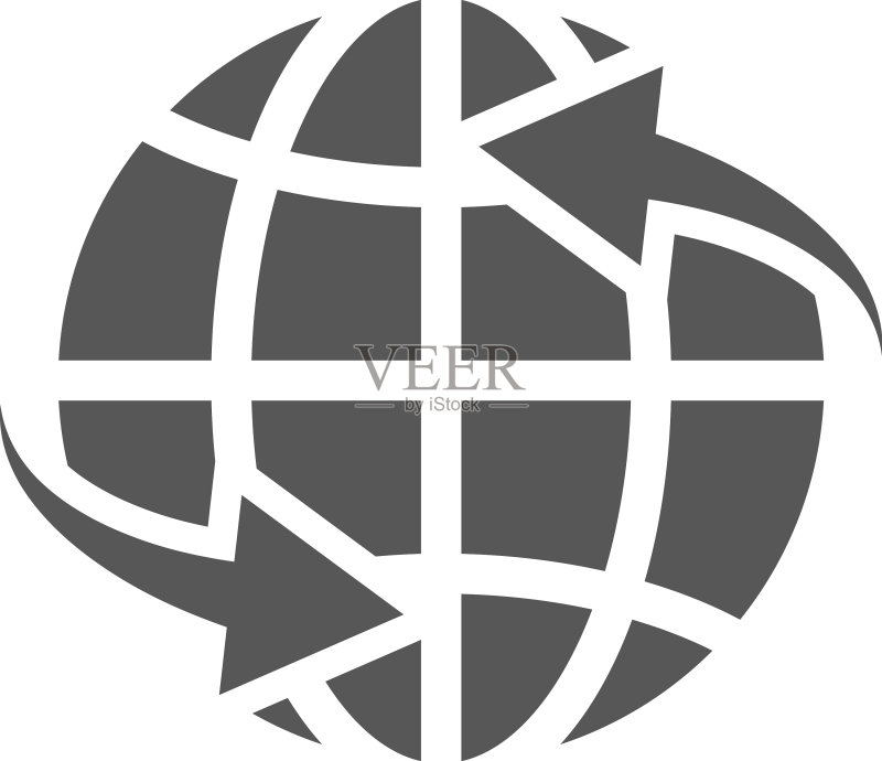 带有圆形运动箭头的地球图标图标素材