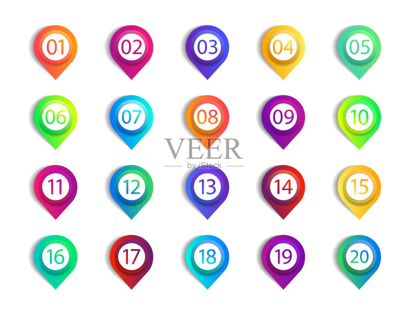 带数字的要点信息图按钮图标素材
