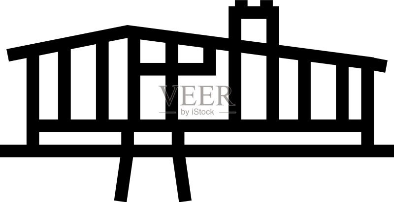 中世纪现代住宅线条图标图标素材