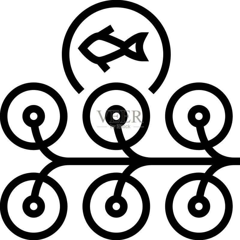 鲑鱼养殖线条图标图标素材