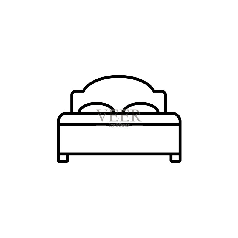 双人床线条图标图标素材