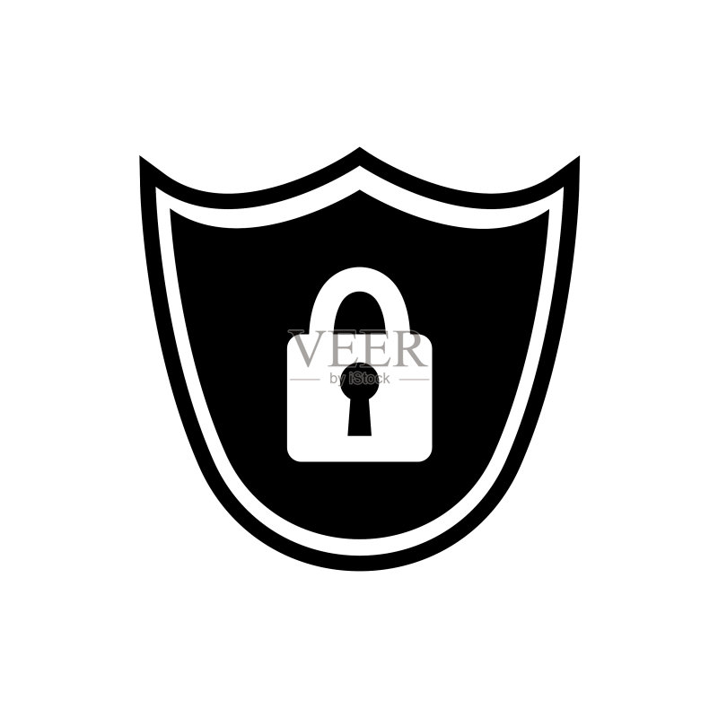 黑色背景上的抽象安全图标图标素材