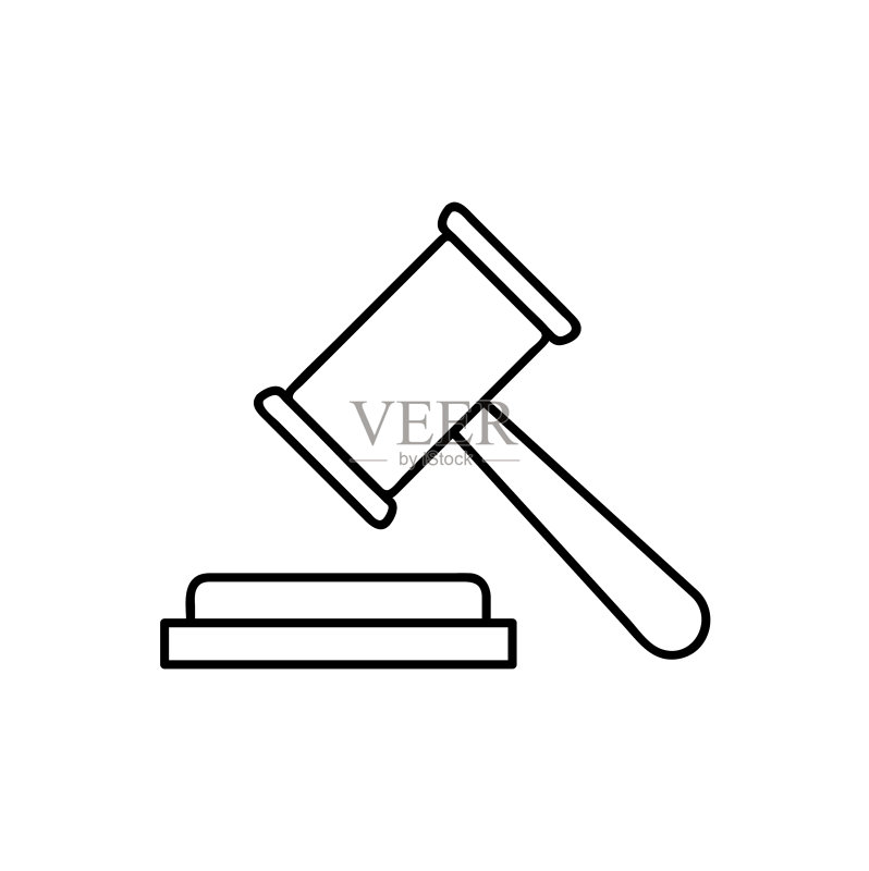 拍卖槌法律与正义象征判决图标素材