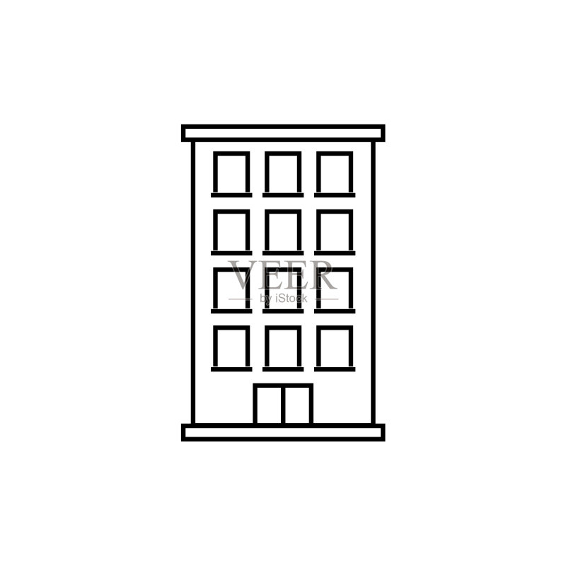 办公楼线性轮廓图标图标素材