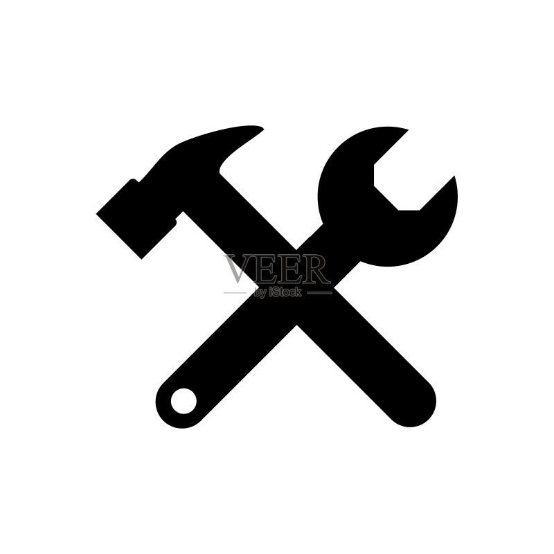 扳手和锤子工具图标在白色背景上隔离图标素材