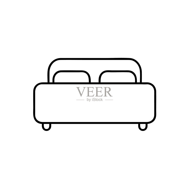 双人床线条图标图标素材