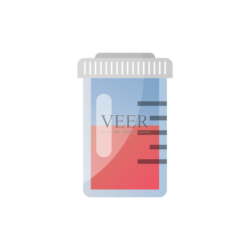 扁平风格的药瓶图标。白色隔离背景上的医疗胶囊矢量图。药房标志商业理念图标素材