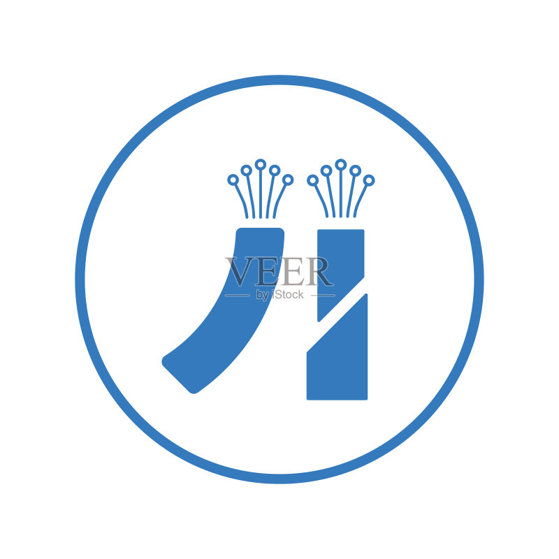 光纤电缆图标，蓝色设计图标素材