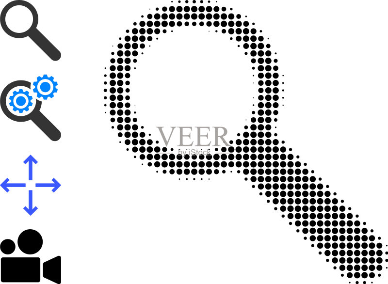 点状 halftone 缩放图标和原始图标图标素材