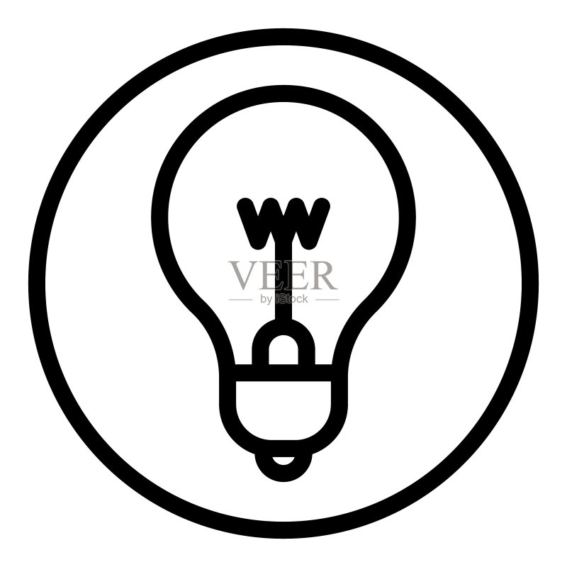 白色背景上的扁平风创意灯泡图标图标素材
