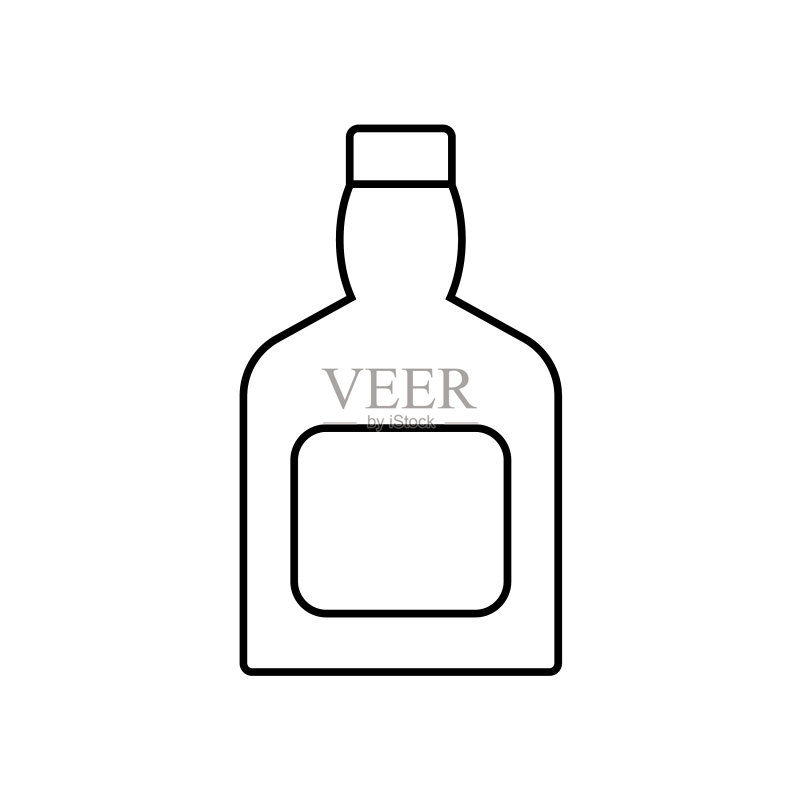 威士忌酒瓶轮廓线性图标图标素材